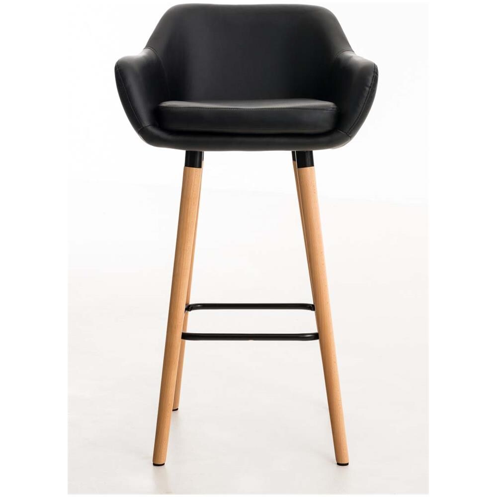 Set 2 Sgabelli Bar Grant in Similpelle e Legno di Faggio Seduta Rimovibile - Coppia Sgabelli Alti Cucina con Schienale e Braccioli, H 79 Nero - Foto 2