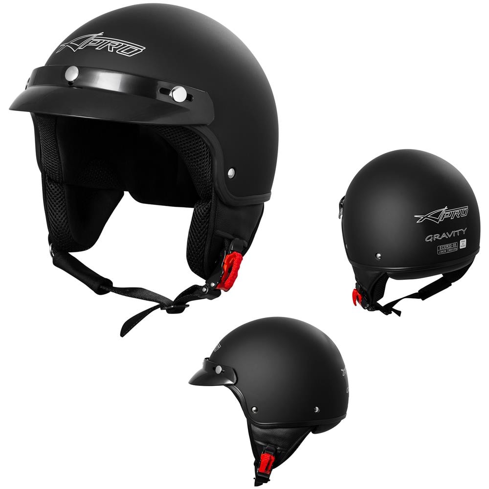 Casco Demi Jet Scooter Moto Omologato Ece 22 05 Frontino Sonicmoto Nero Opaco M - Foto 1