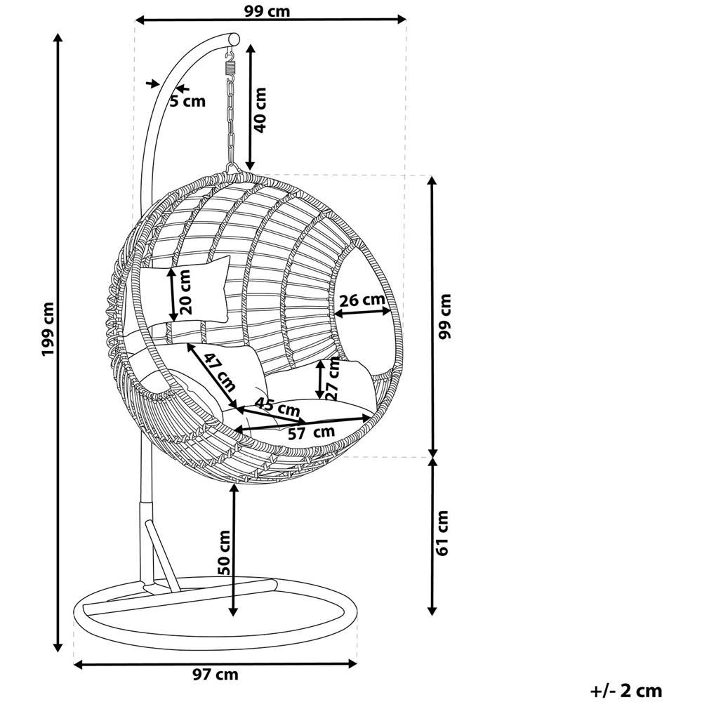 Poltrona Sospesa In Rattan Nero Con Piedistallo Aspio - Foto 2