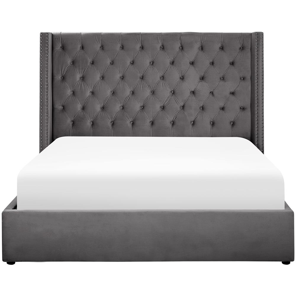 Letto Imbottito In Velluto Grigio Con Contenitore 160 X 200 Cm Lubbon - Foto 2