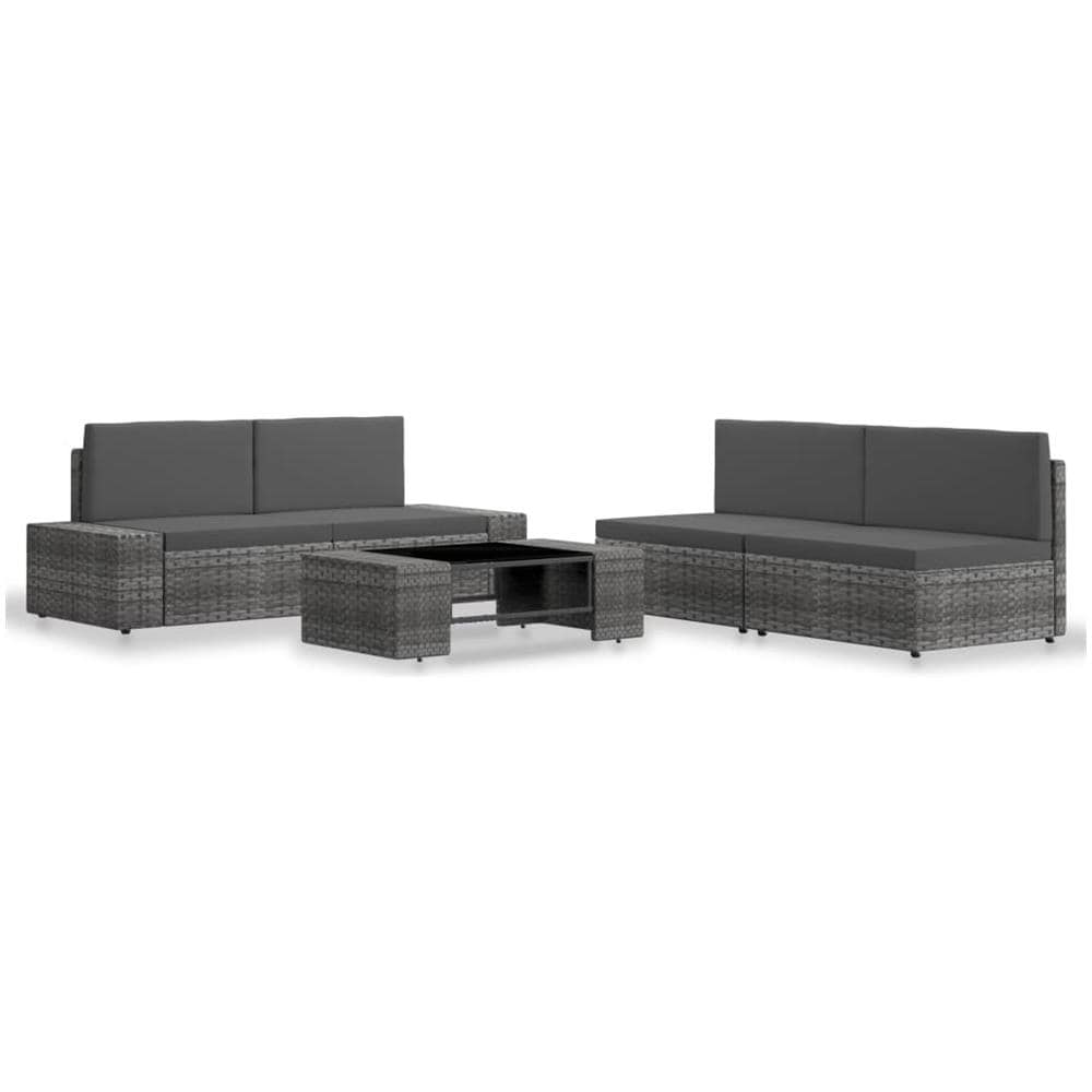 Set Divani Da Giardino 5 Pz In Polyrattan Grigio - Foto 1
