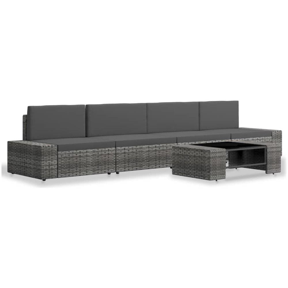 Set Divani Da Giardino 5 Pz In Polyrattan Grigio - Foto 2