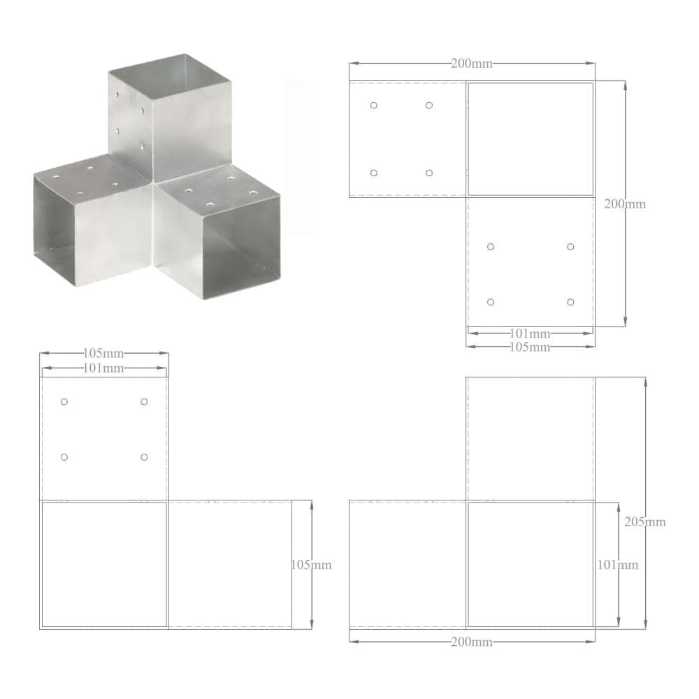 Connettore Per Pali A Forma Di Y In Metallo Zincato 101x101 Mm - Foto 6