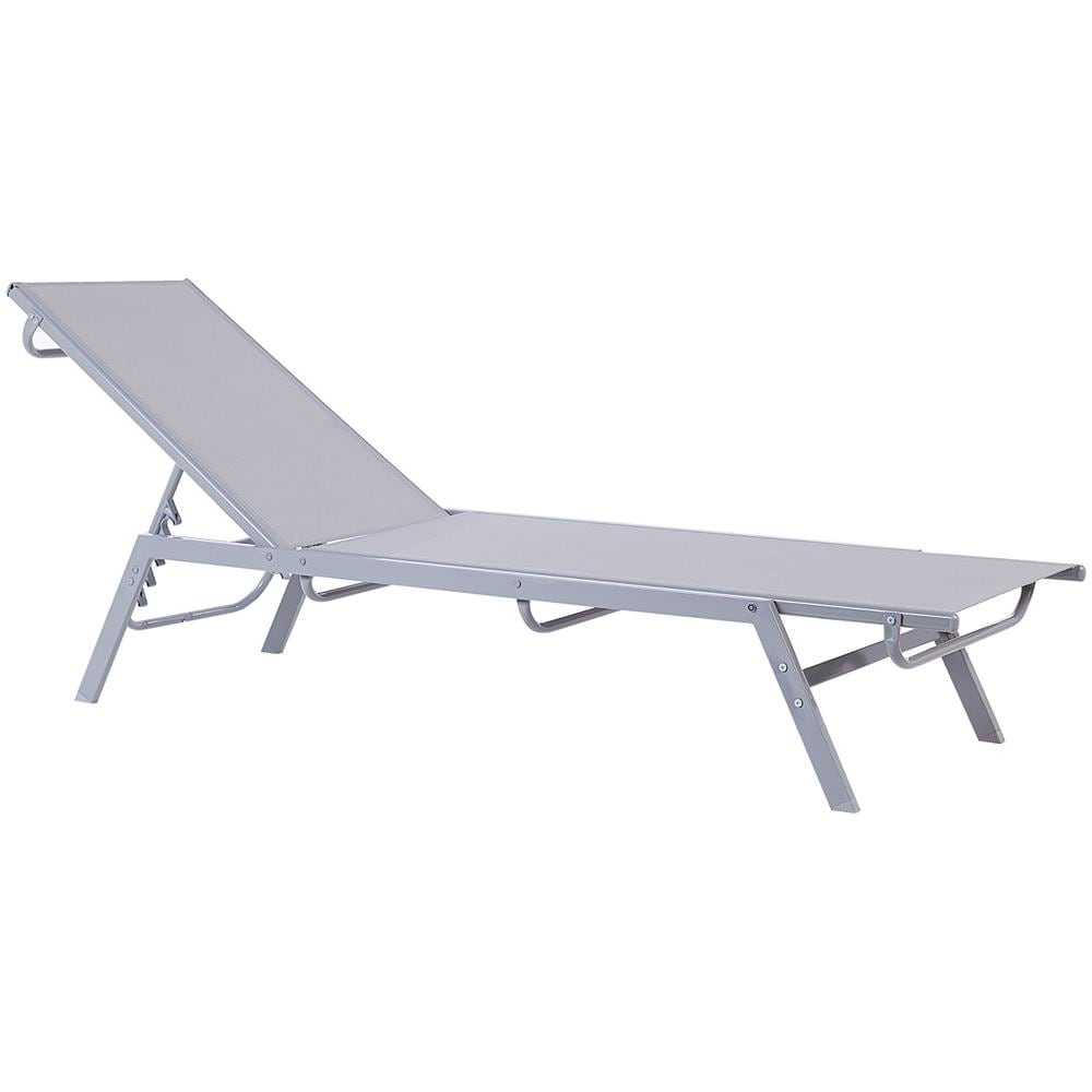 Lettino Da Giardino In Acciaio Con Rivestimento In Tessuto Grigio Noli - Foto 1