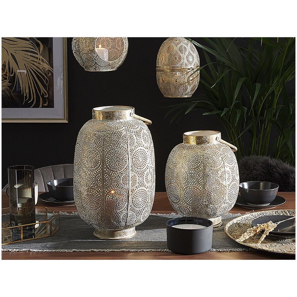 Lanterna Decorativa In Metallo Dorato 30 Cm Lantau - Foto 2