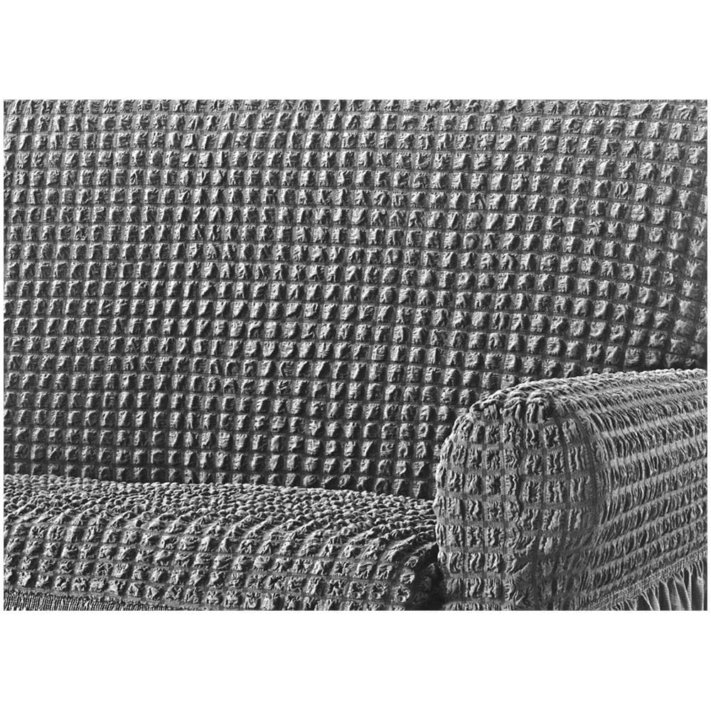 Copridivano Elasticizzato Arricciato Con Volants Tinta Unita Luxory Grigio Chiaro 2 Posti Grigio Ch - Foto 2