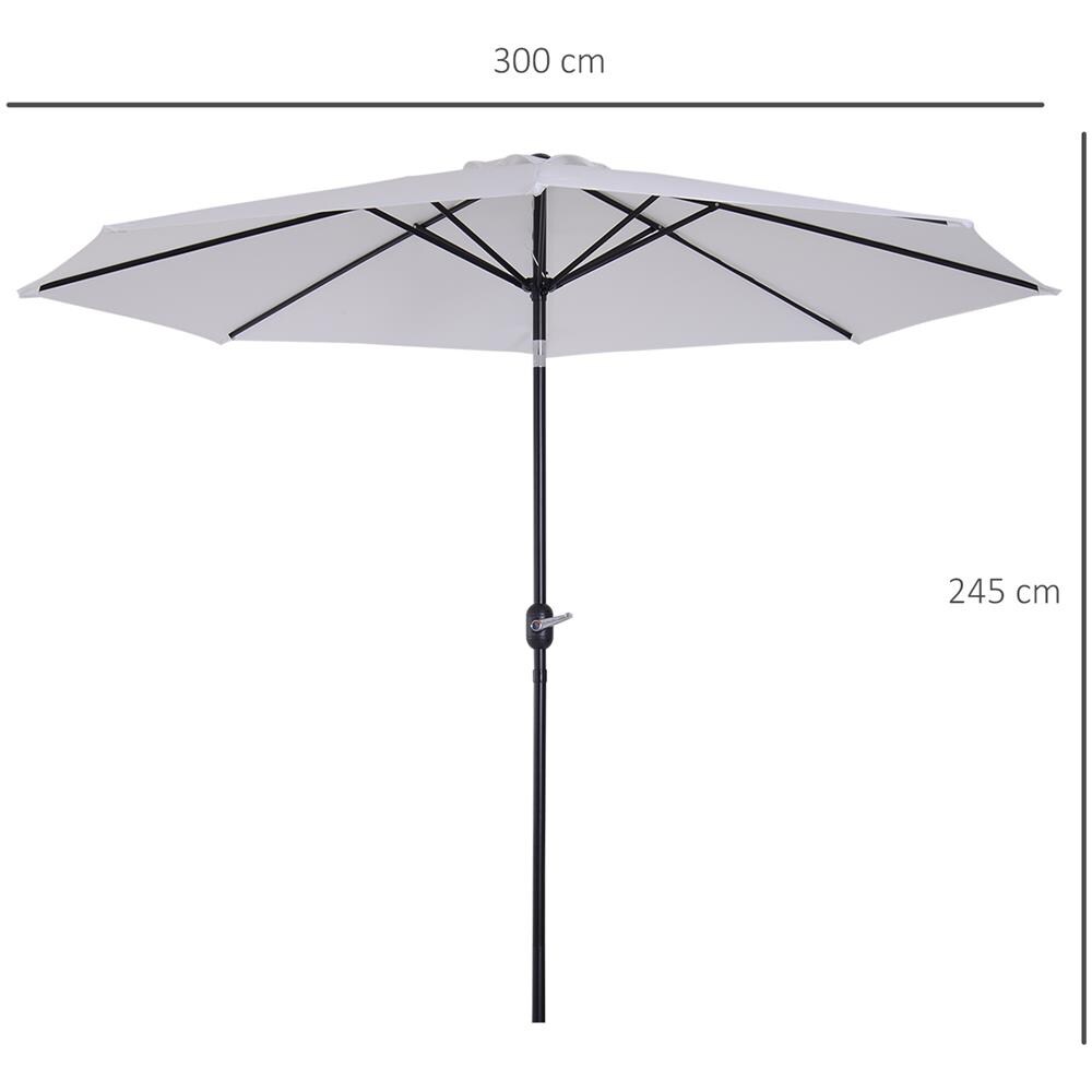 Ombrellone Da Giardino Ø300cm Con Manovella E Inclinabile Con Palo Smontabile, Metallo E Poliestere Bianco - Foto 3