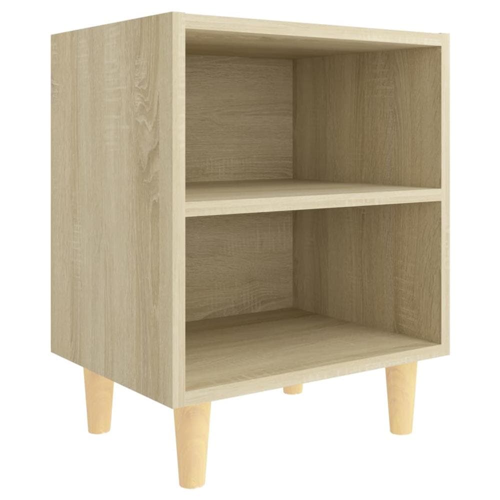 Comodino con Gambe in Legno Massello Rovere Sonoma 40x30x50cm - Foto 2