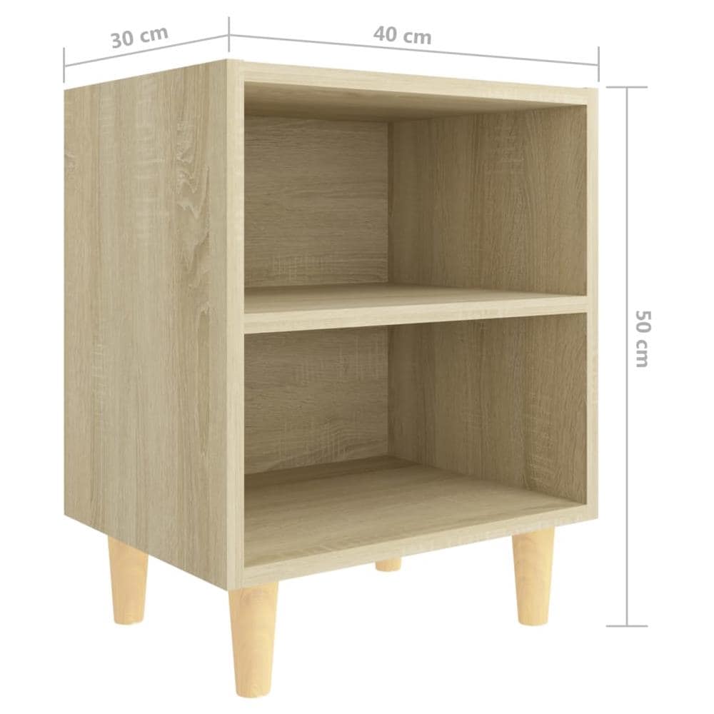 Comodino con Gambe in Legno Massello Rovere Sonoma 40x30x50cm - Foto 5