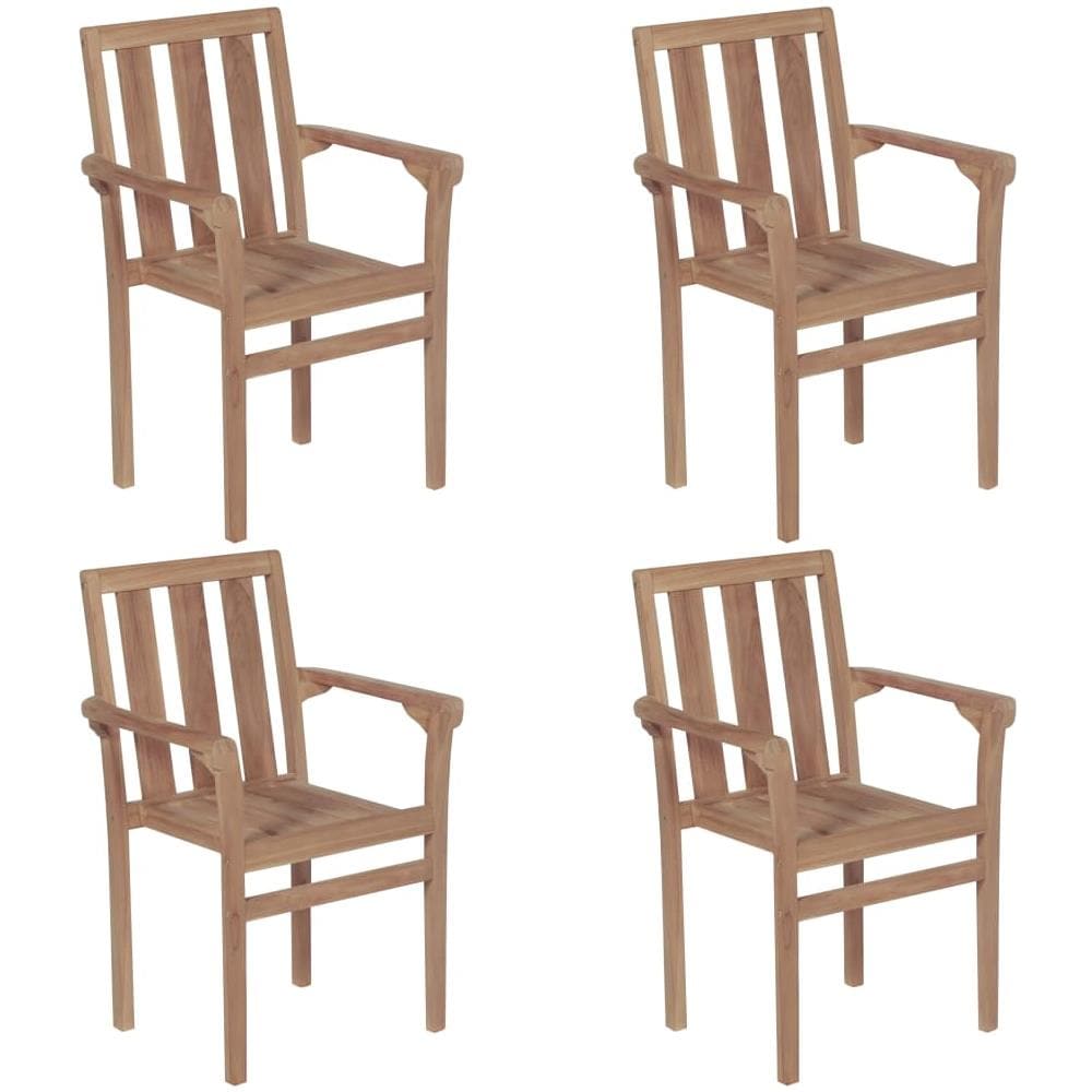 Sedie da Giardino Impilabili con Cuscini 4 pz Massello di Teak - Foto 2
