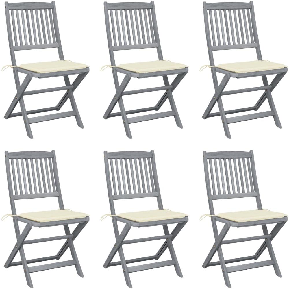 Sedie da Giardino Pieghevoli 6pz con Cuscini in Massello Acacia - Foto 1