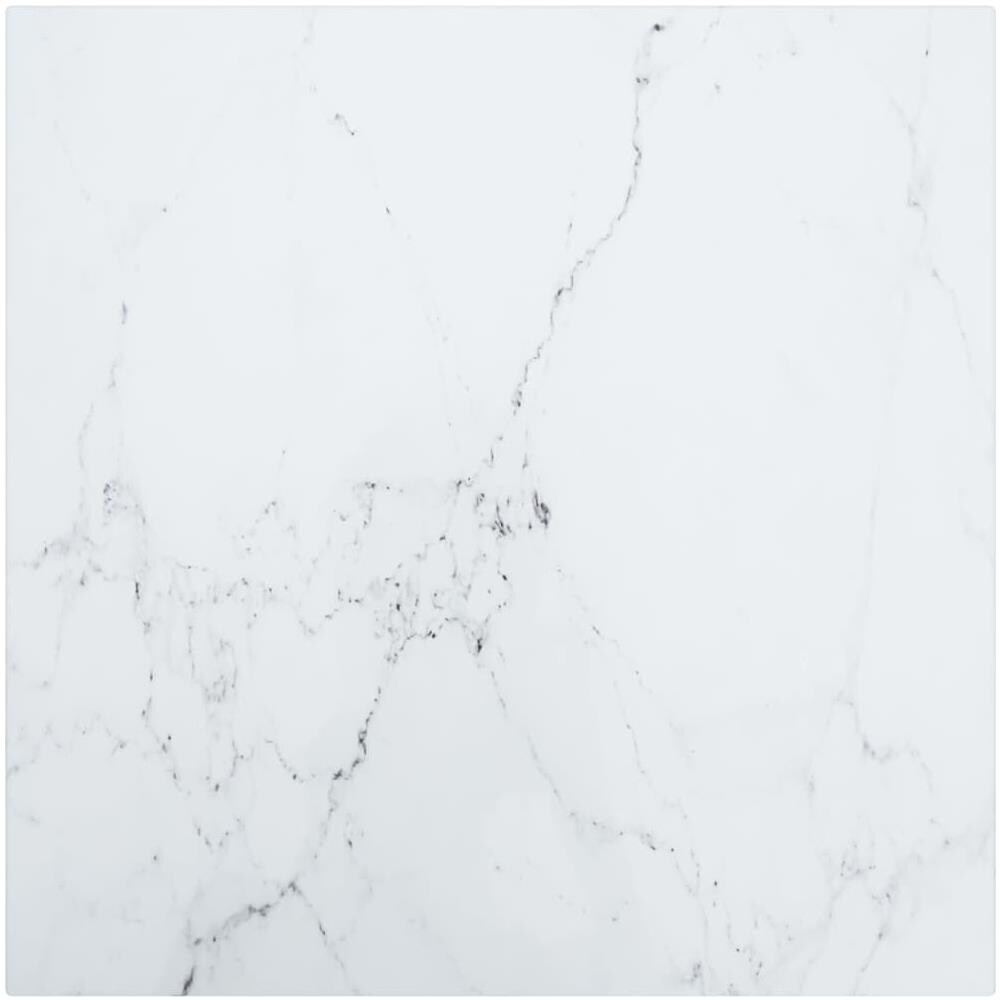 Piano Tavolo Bianco 40x40 Cm 6mm Vetro Temperato Aspetto Marmo - Foto 1