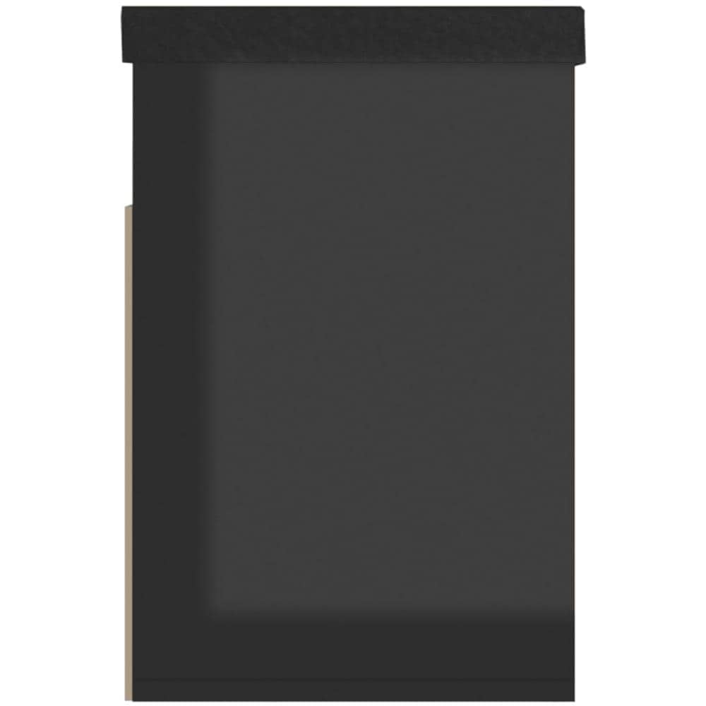 Panca Porta Scarpe Cuscino Nero Lucido 80x30x47cm Multistrato - Foto 7