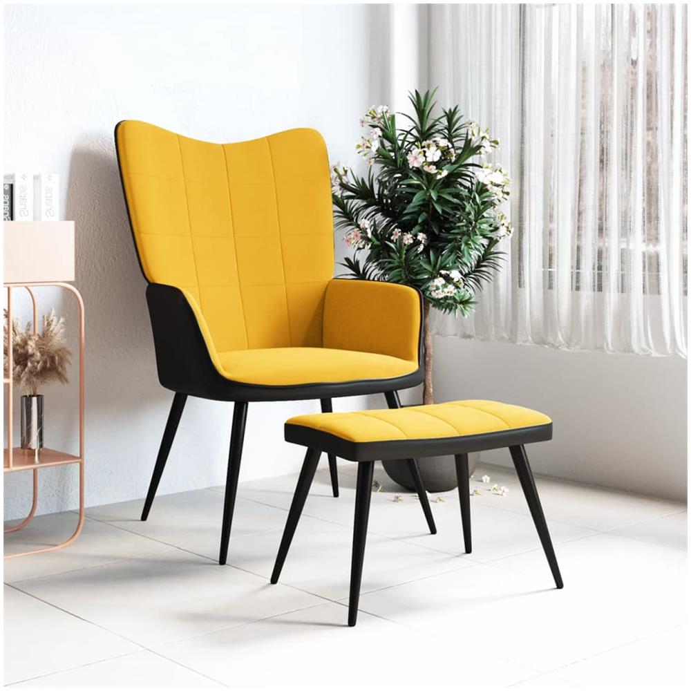 Poltrona Relax VidaXL In Tessuto Giallo Senape - Design Moderno Con Braccioli, Imbottita E Stabile, 61,5x69x95,5 Cm