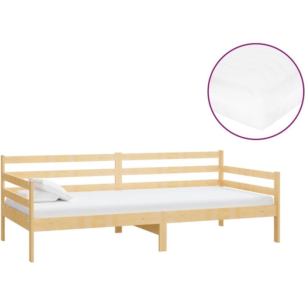 Divano Letto con Materasso 90x200 cm Legno Massello di Pino - Foto 2