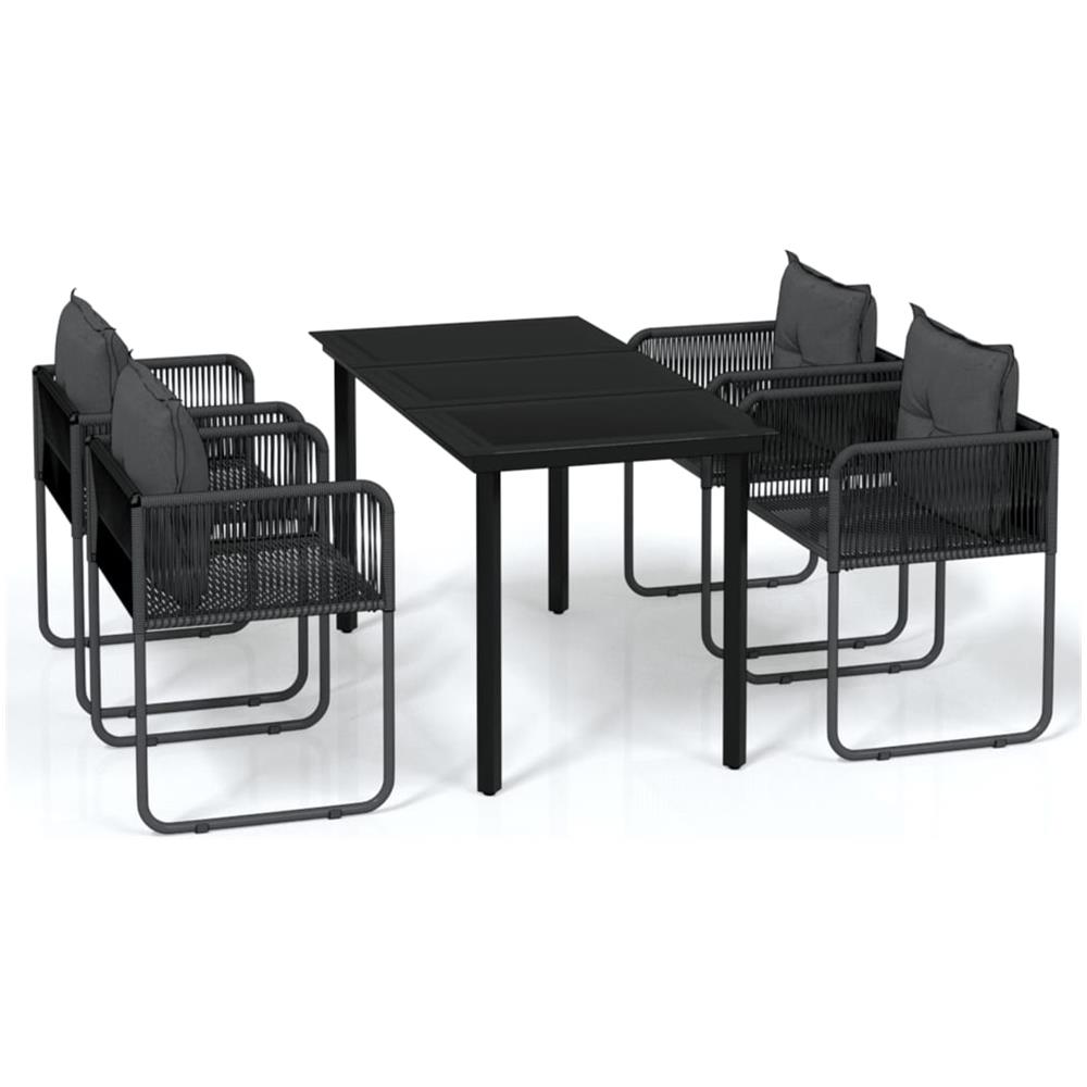 Set Mobili Da Pranzo Per Giardino 5 Pz Nero - Foto 2
