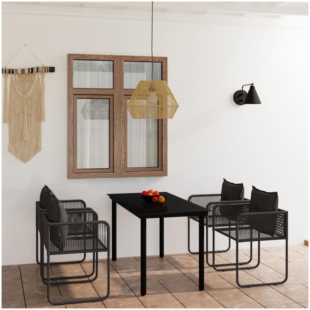 Set Mobili Da Pranzo Per Giardino 5 Pz Nero - Foto 1