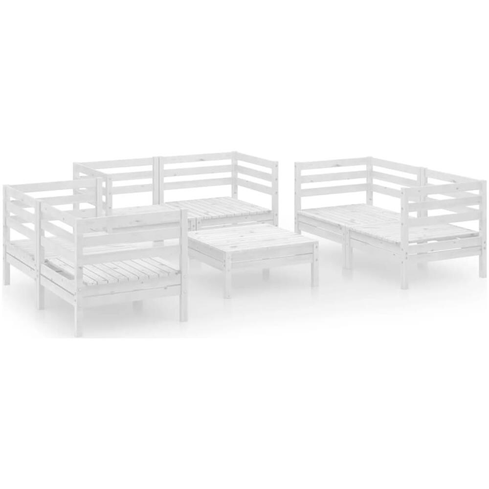 Set Divani Da Giardino 7 Pz Bianco In Legno Massello Di Pino - Foto 2