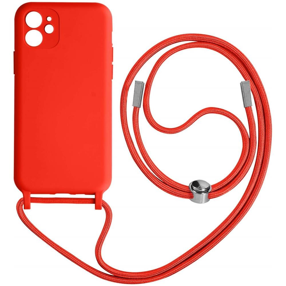 Cover Semirigida Per Iphone 11 Cordino Nylon Intrecciato 80 Cm Rossa - Foto 1