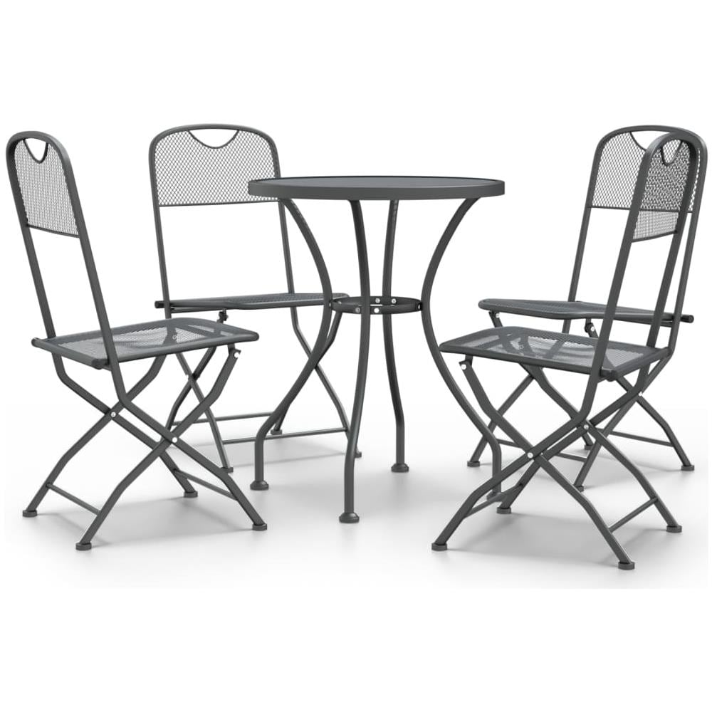 Set Da Pranzo Per Giardino 5pz Rete Metallica Espansa Antracite - Foto 1