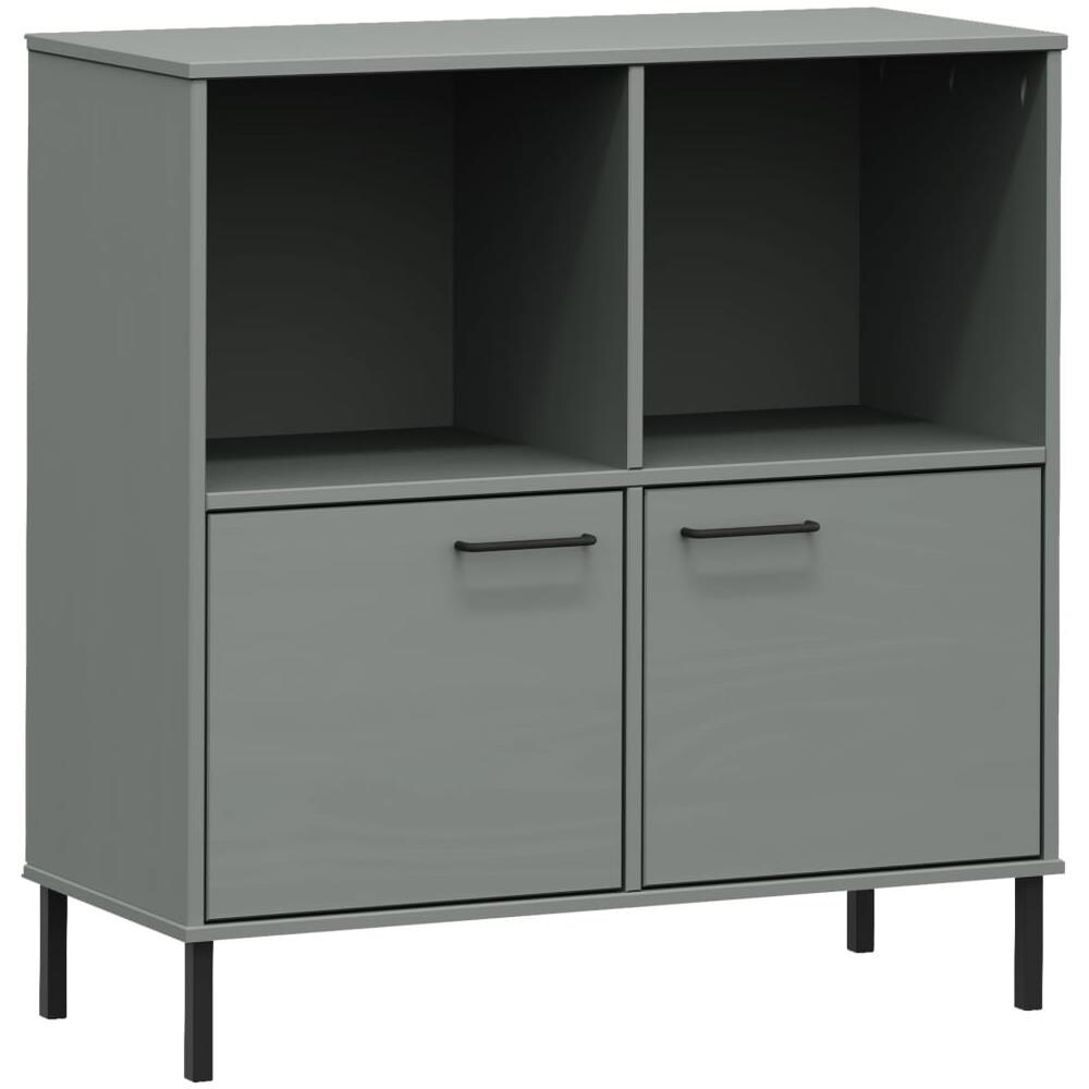 Libreria Gambe Metallo Grigio 90x35x90,5 Cm Legno Massello Oslo - Foto 2