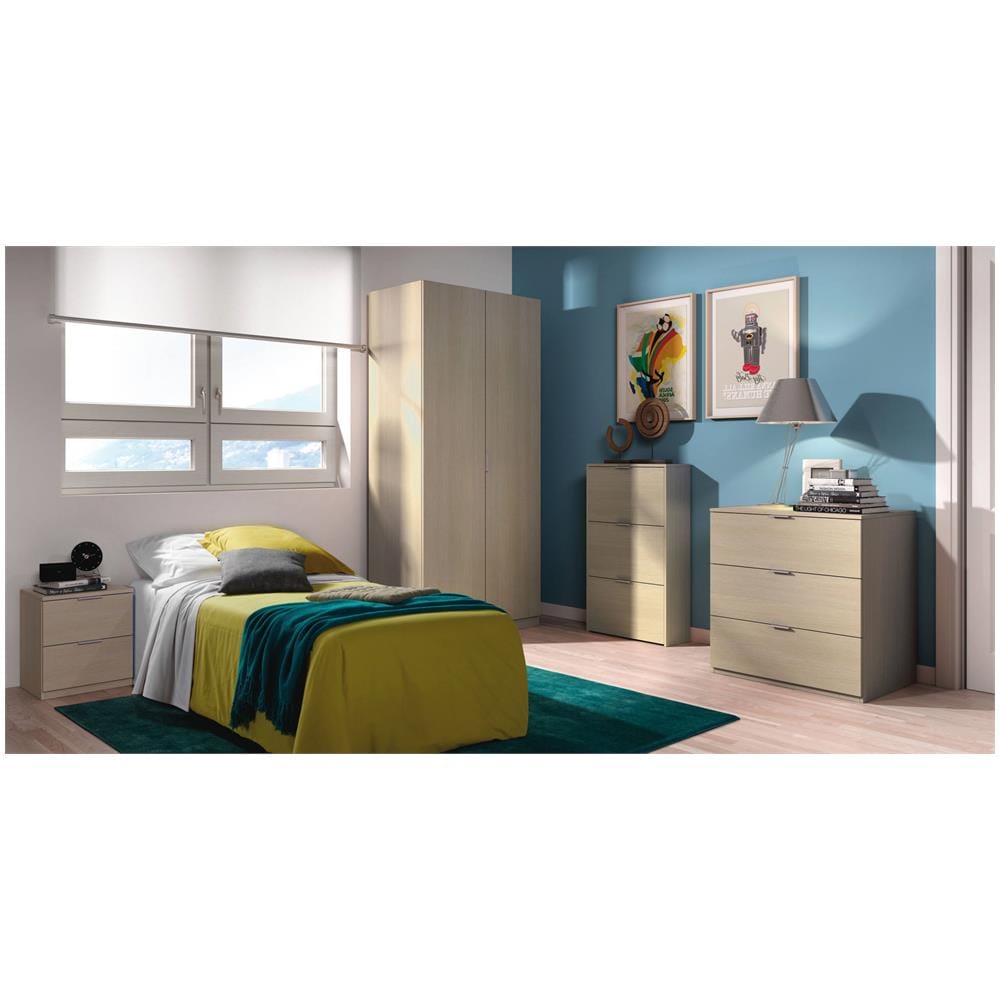 Comodino Syracuse, Comodino Moderno A 2 Cassetti, Tavolino Da Notte, Comò Basso Per Camera Da Letto, 38x34h45 Cm, Rovere - Foto 4