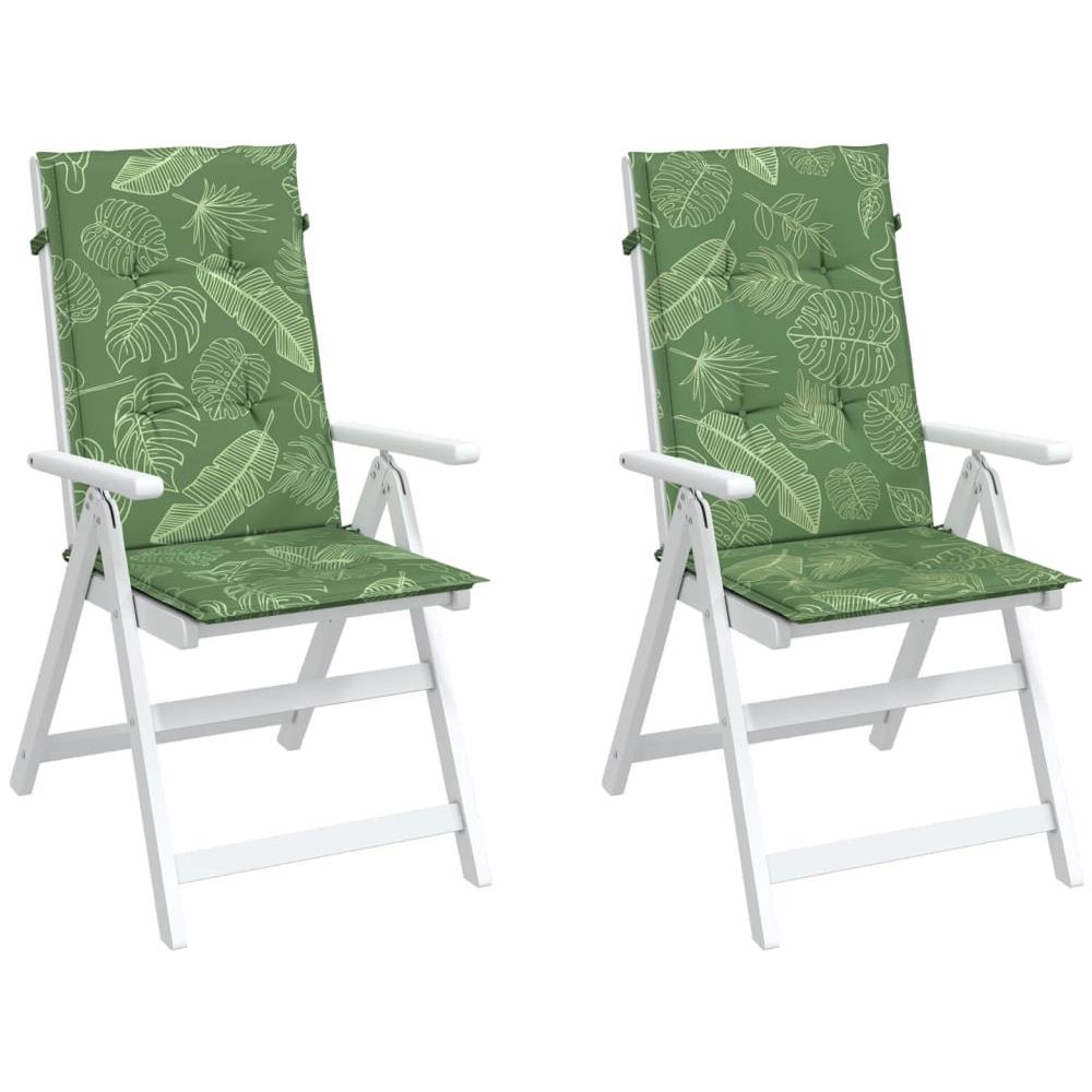 Cuscini Per Sedia Schienale Alto 2 Pz Motivo Foglie In Tessuto - Foto 3