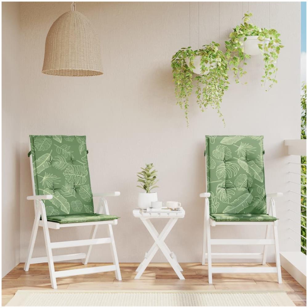 Cuscini Per Sedia Schienale Alto 2 Pz Motivo Foglie In Tessuto - Foto 1