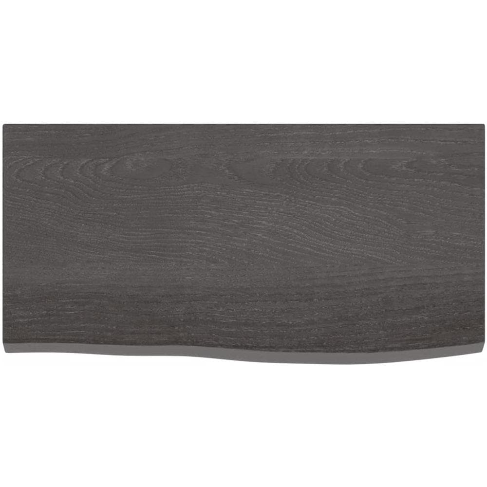 Ripiano Muro Marrone Scuro 60x30x2 cm Massello Rovere Trattato - Foto 2