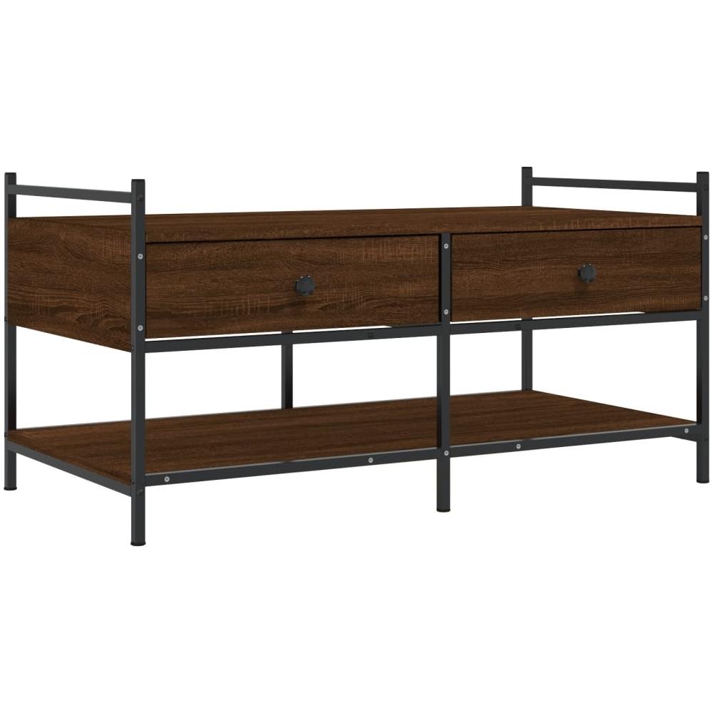 Tavolino Da Salotto Rovere Marrone 99x50x50cm Legno Multistrato - Foto 2