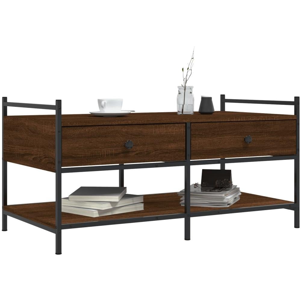 Tavolino Da Salotto Rovere Marrone 99x50x50cm Legno Multistrato - Foto 3