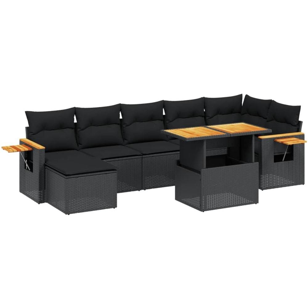 Set Divani da Giardino con Cuscini 8 pz Nero in Polyrattan - Foto 1