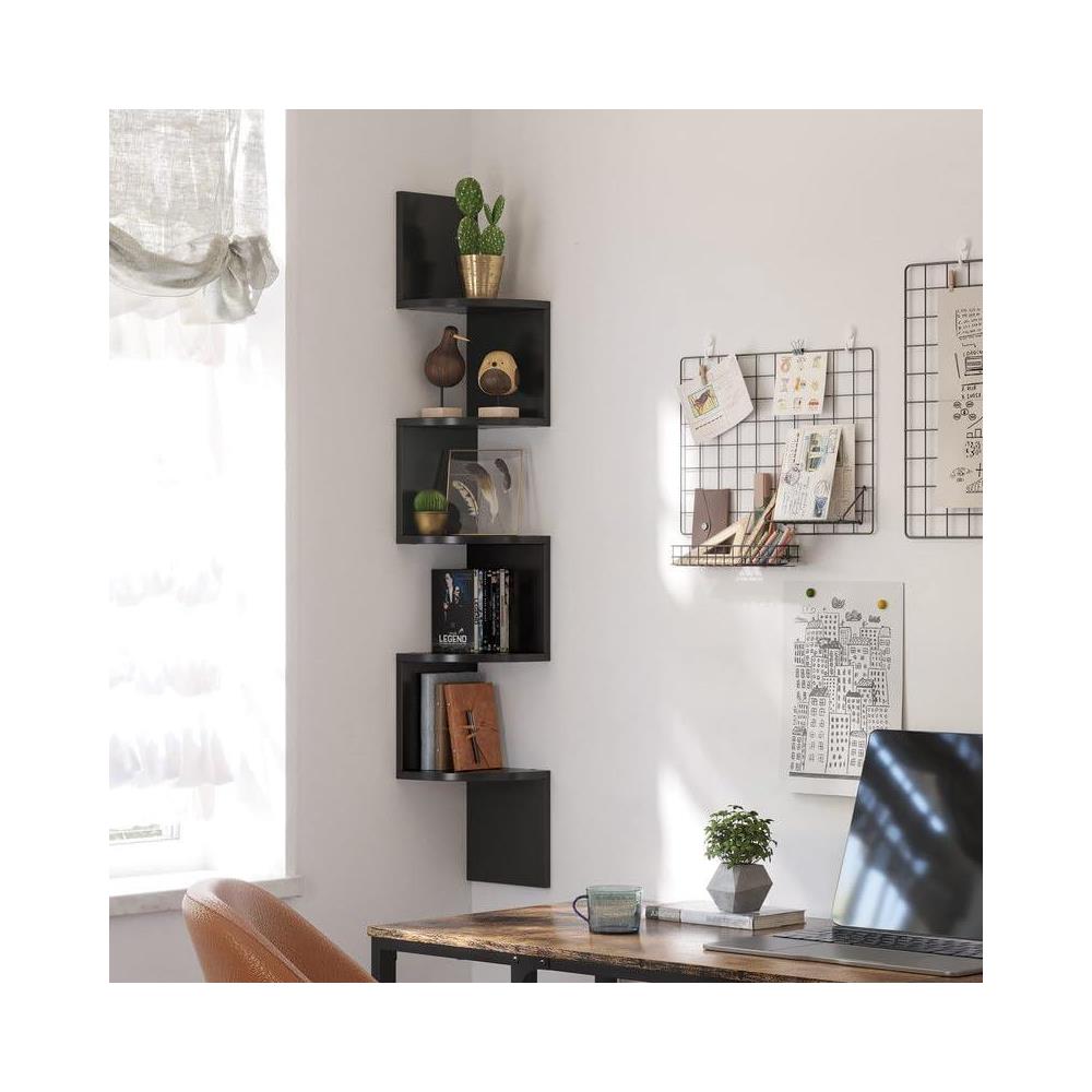 Libreria angolare, 5 ripiani, nera, stile loft LBC072B01 - Foto 2