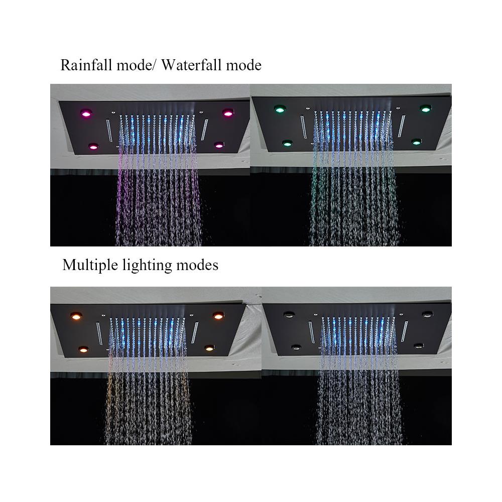 Set miscelatore doccia, Blackswan, tipo M165, modello nero opaco, 2 vie, termostato, telecomando e illuminazione LED, misura 50 cm - Foto 4