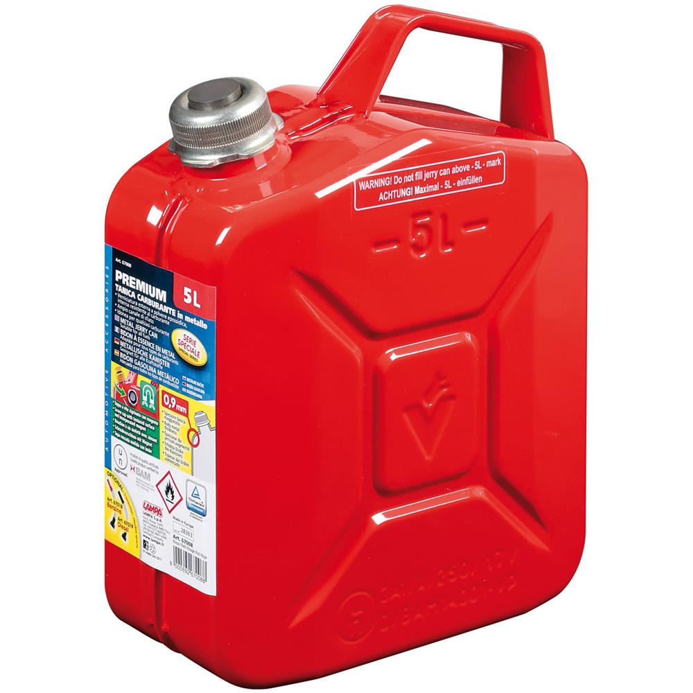 Premium, Tanica Carburante In Metallo - 5 L - Rosso - Foto 1