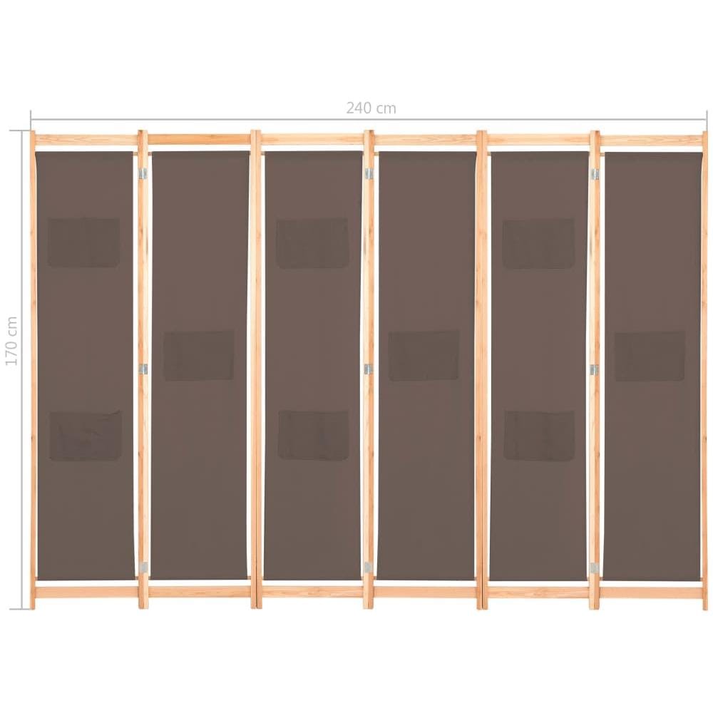 Divisorio A 6 Pannelli Marrone 240x170x4 Cm In Tessuto - Foto 12