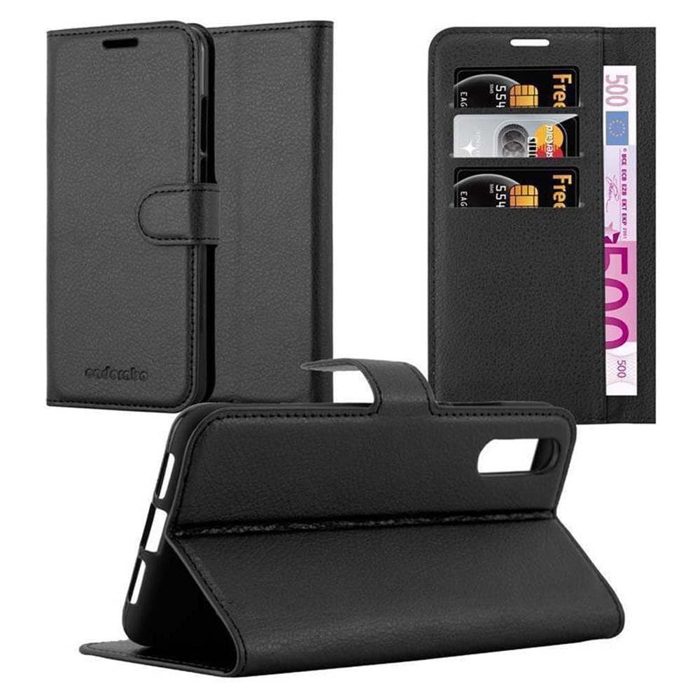 Custodia Compatibile Con Huawei P20 In Nero Carbone - Coperchio Protettiva Con Chiusura Magnetica, Funzione Stand E Tasca Per Le Carte - Foto 1