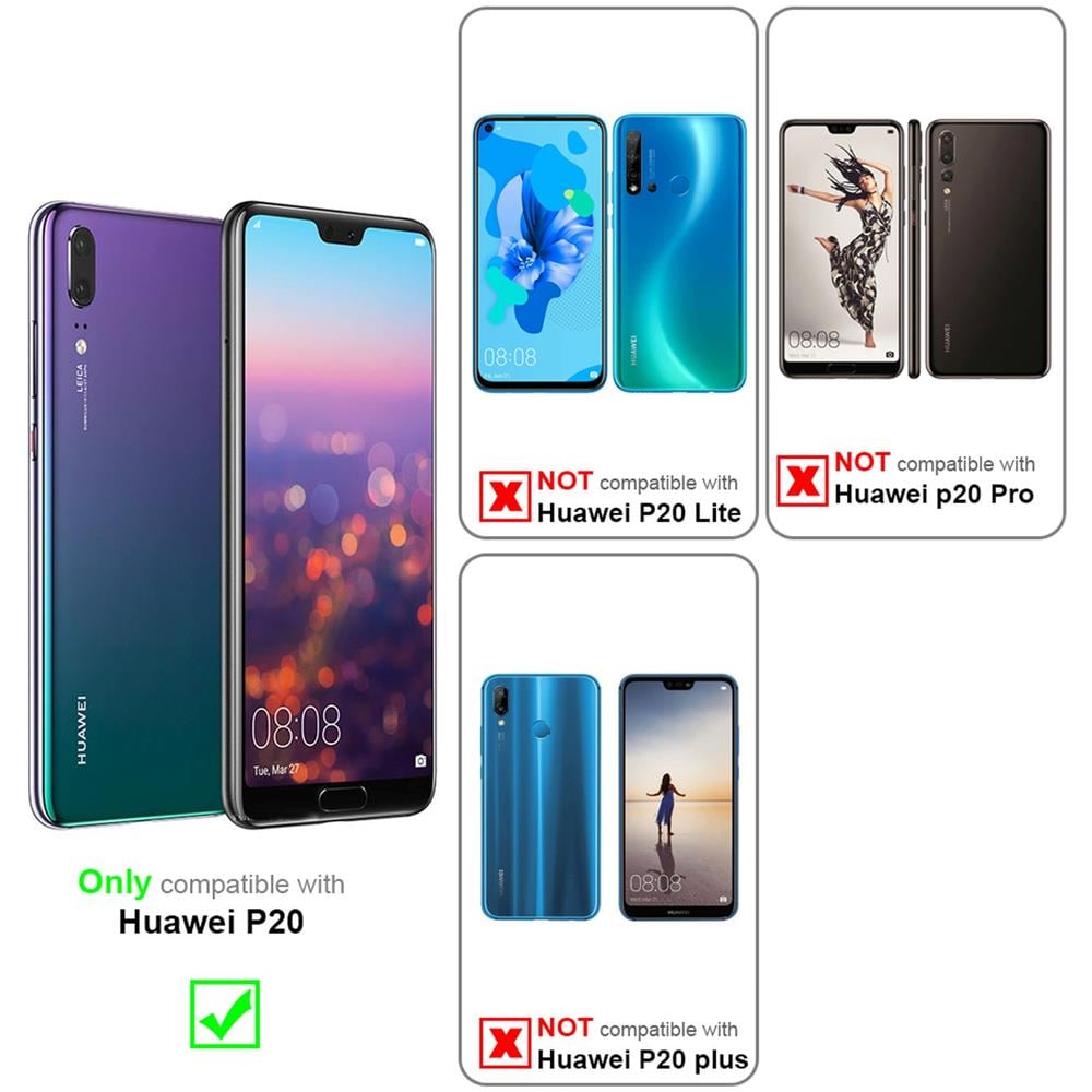 Custodia Compatibile Con Huawei P20 In Nero Carbone - Coperchio Protettiva Con Chiusura Magnetica, Funzione Stand E Tasca Per Le Carte - Foto 2