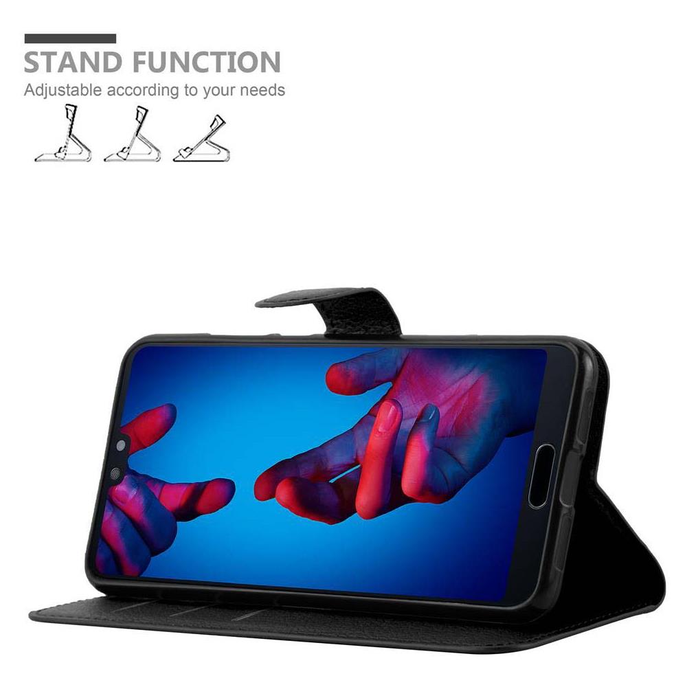 Custodia Compatibile Con Huawei P20 In Nero Carbone - Coperchio Protettiva Con Chiusura Magnetica, Funzione Stand E Tasca Per Le Carte - Foto 6