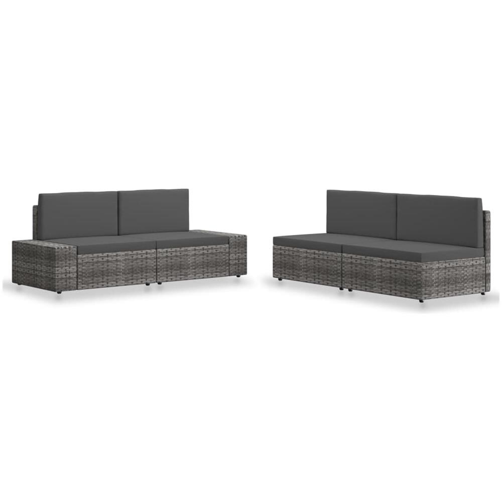 Set Divani Da Giardino 4 Pz In Polyrattan Grigio - Foto 1