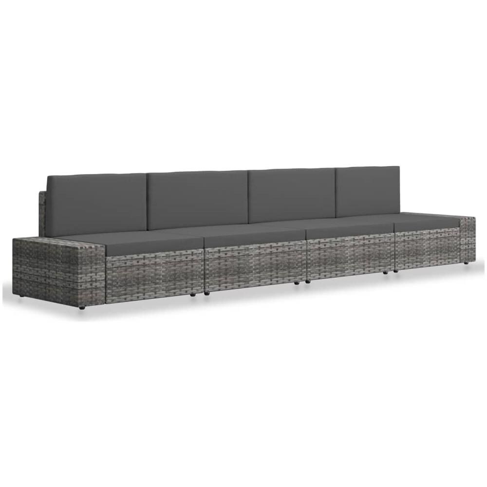 Set Divani Da Giardino 4 Pz In Polyrattan Grigio - Foto 2