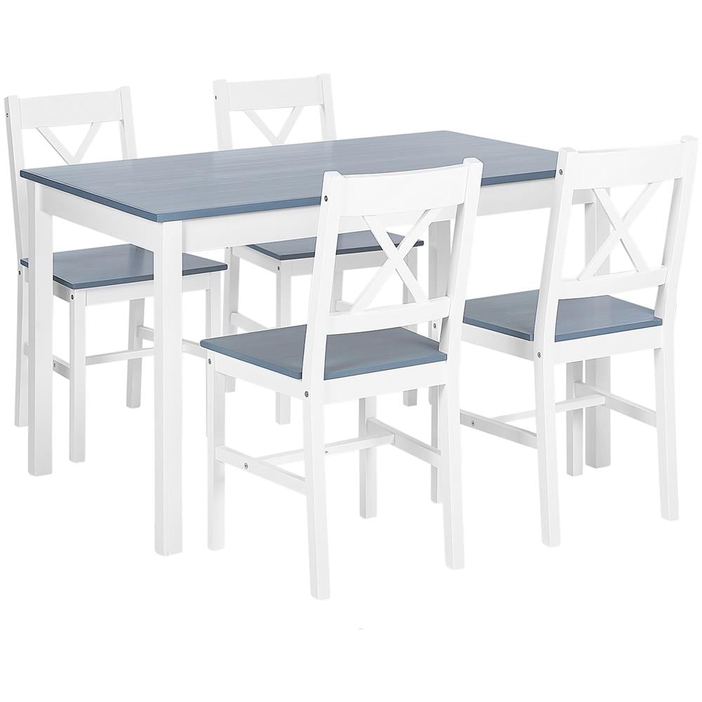 Set Da Pranzo In Legno Bianco / Grigio 4 Posti 120 X 75 Cm Moana - Foto 1
