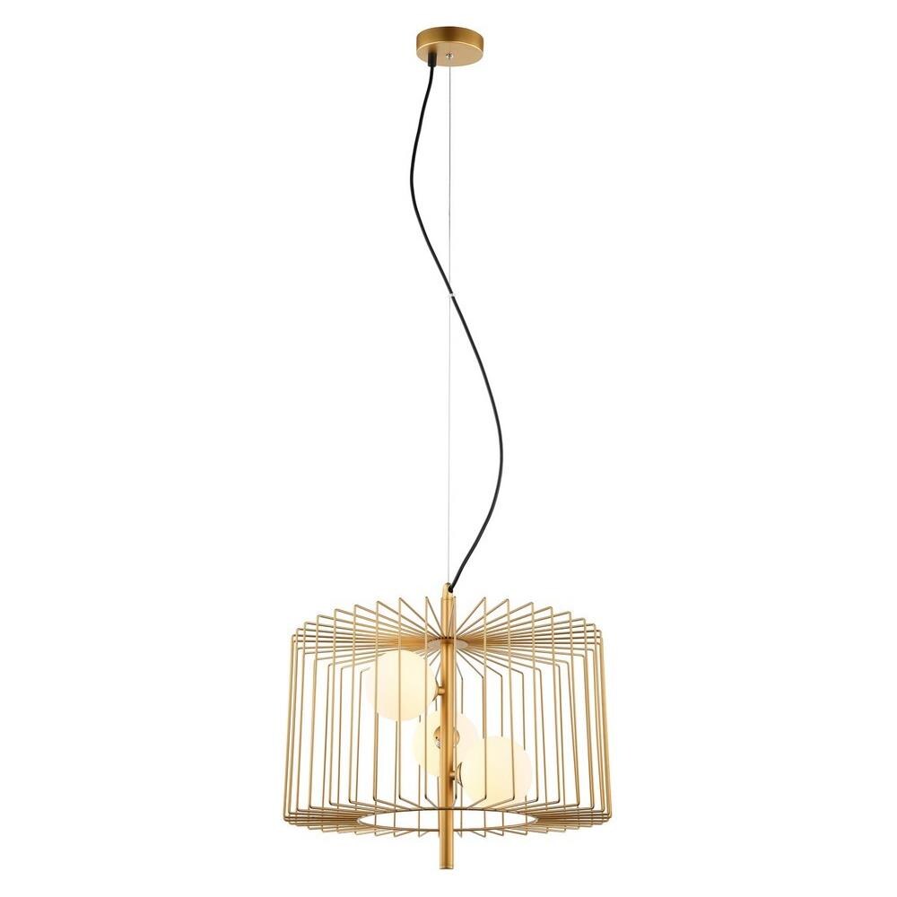 Pendente A Sospensione Moderno Dorato A 3 Luci Con Oro, Paralume Bianco, G9 - Foto 2