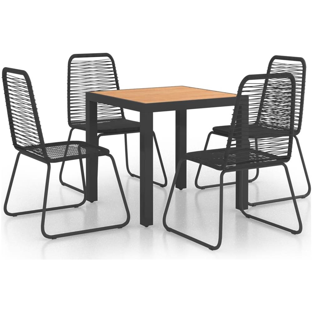 Set Da Pranzo Da Giardino 5 Pz In Rattan Pvc Nero E Marrone - Foto 1