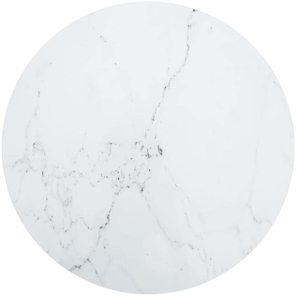 Piano Per Tavolo Bianco 70x0,8 Cm In Vetro Aspetto Marmo - Foto 1