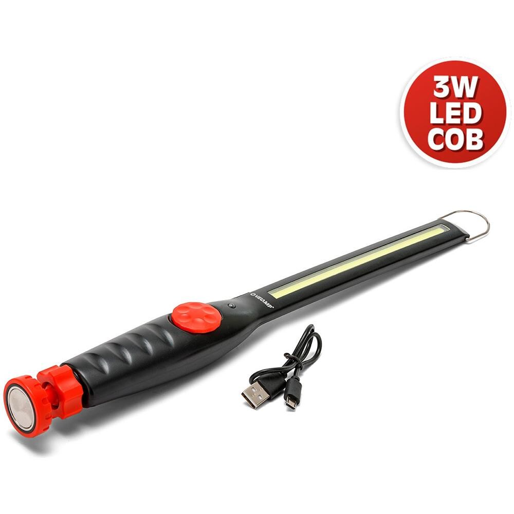 Blackman: Lampada Da Lavoro Ricaricabile Extra Piatta 3w Cob Led Con Base Orientabile Magnetica - Foto 1