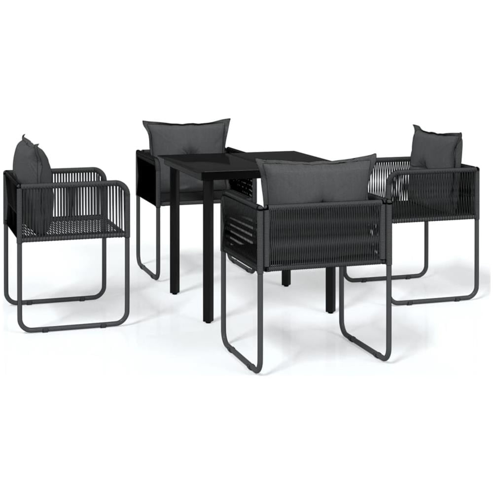 Set Mobili Da Pranzo Per Giardino 5 Pz Nero - Foto 2