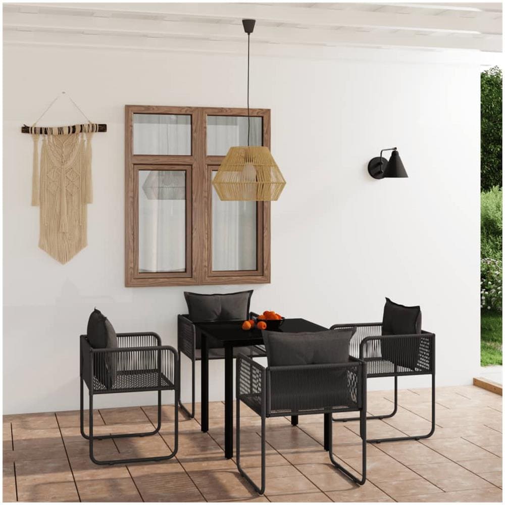 Set Mobili Da Pranzo Per Giardino 5 Pz Nero - Foto 1