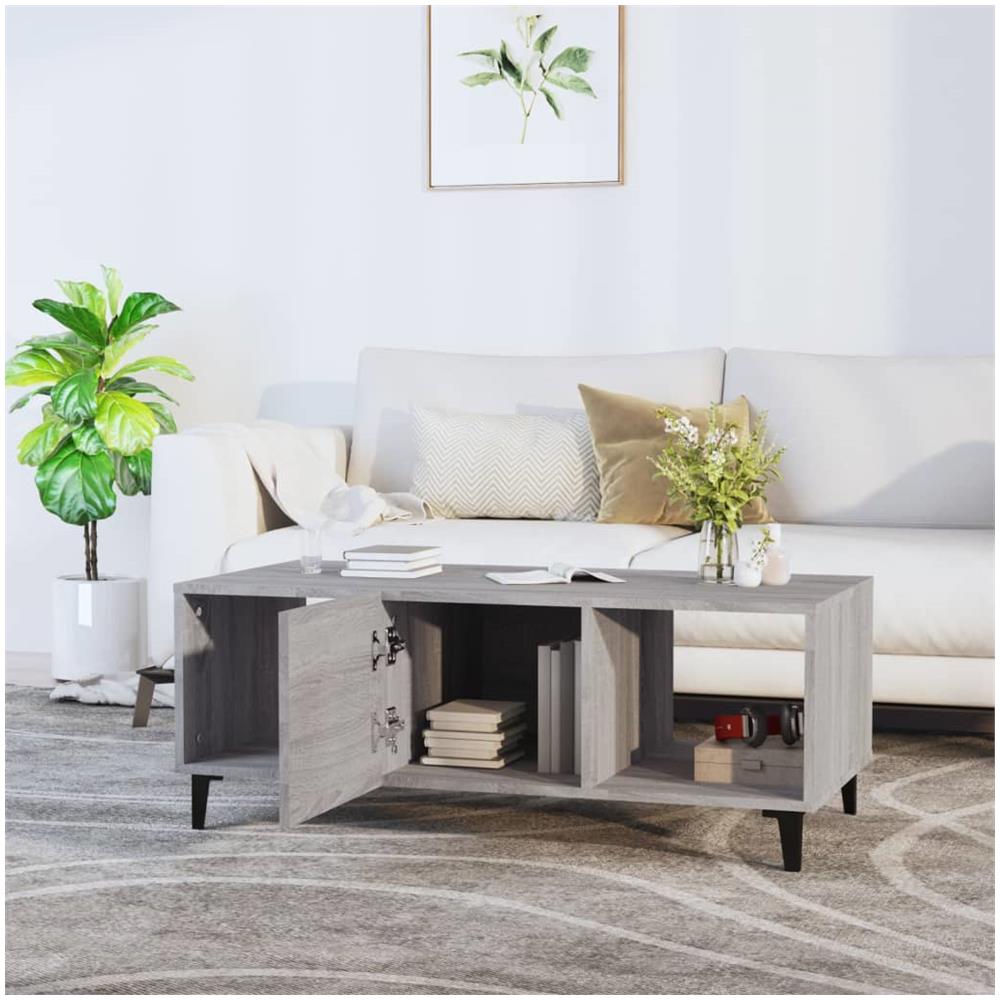Tavolino Da Salotto Grigio Sonoma 102x50x40cm Legno Multistrato - Foto 3