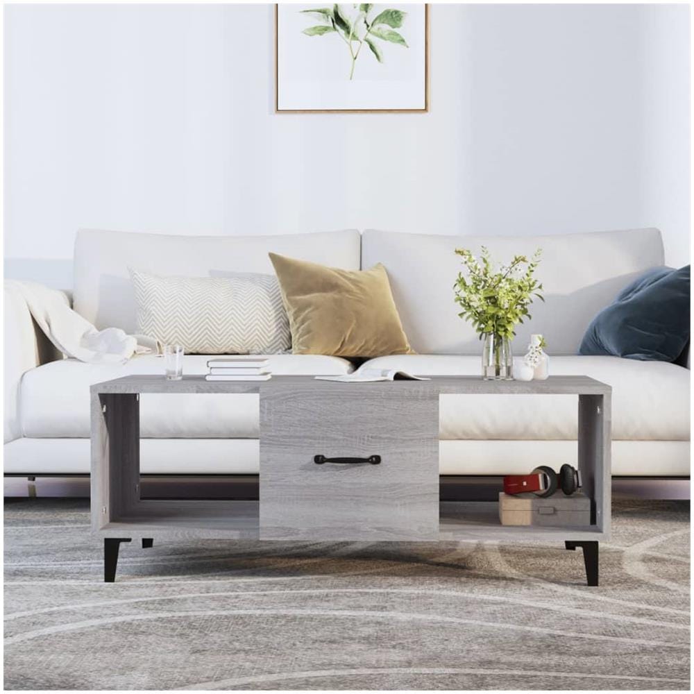 Tavolino Da Salotto Grigio Sonoma 102x50x40cm Legno Multistrato - Foto 1